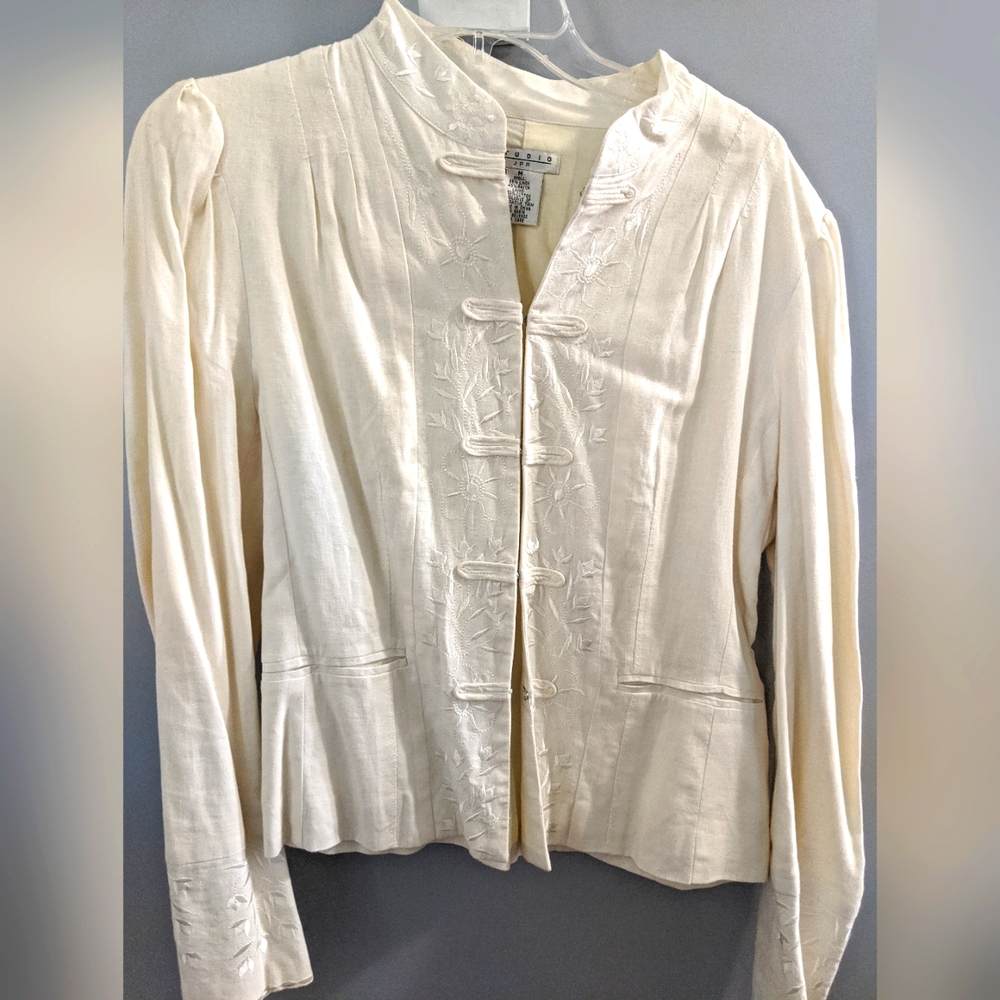 Cute, cream colored, cotton, embroidered jacket